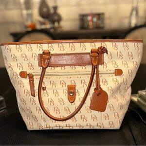 Dooney & Bourke Cream and Brown Signature Tote